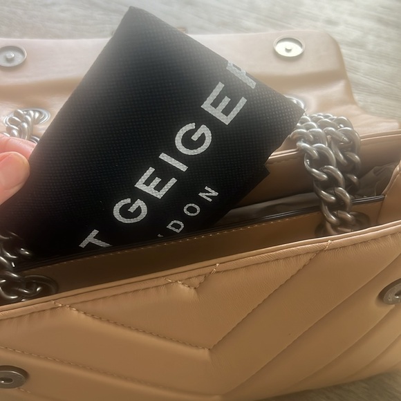 NEW Kurt Geiger Kensington X Quilted Leather Shoulder Bag tan - Picture 11 of 15